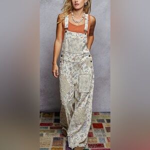 Pol Floral Patchwork Women's Overalls